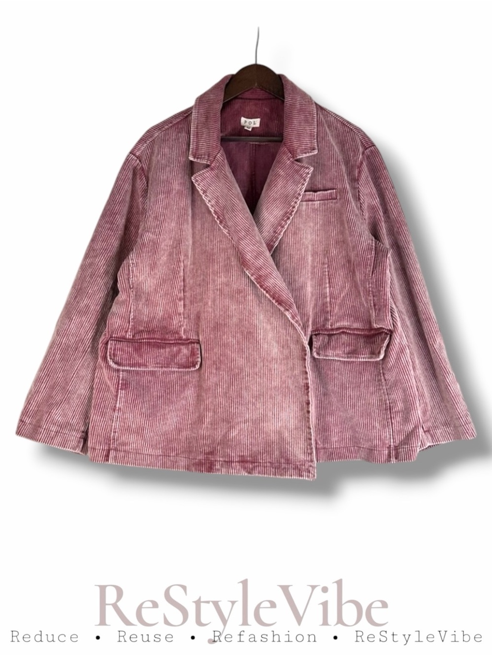 POL Women’s Size M Blazer Jacket Coat Open Front Style Corduroy Oversized Fit